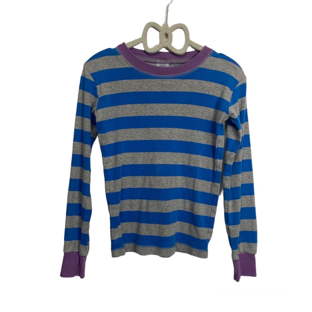 Mini Boden Blue and Gray Striped Long Sleeve Top